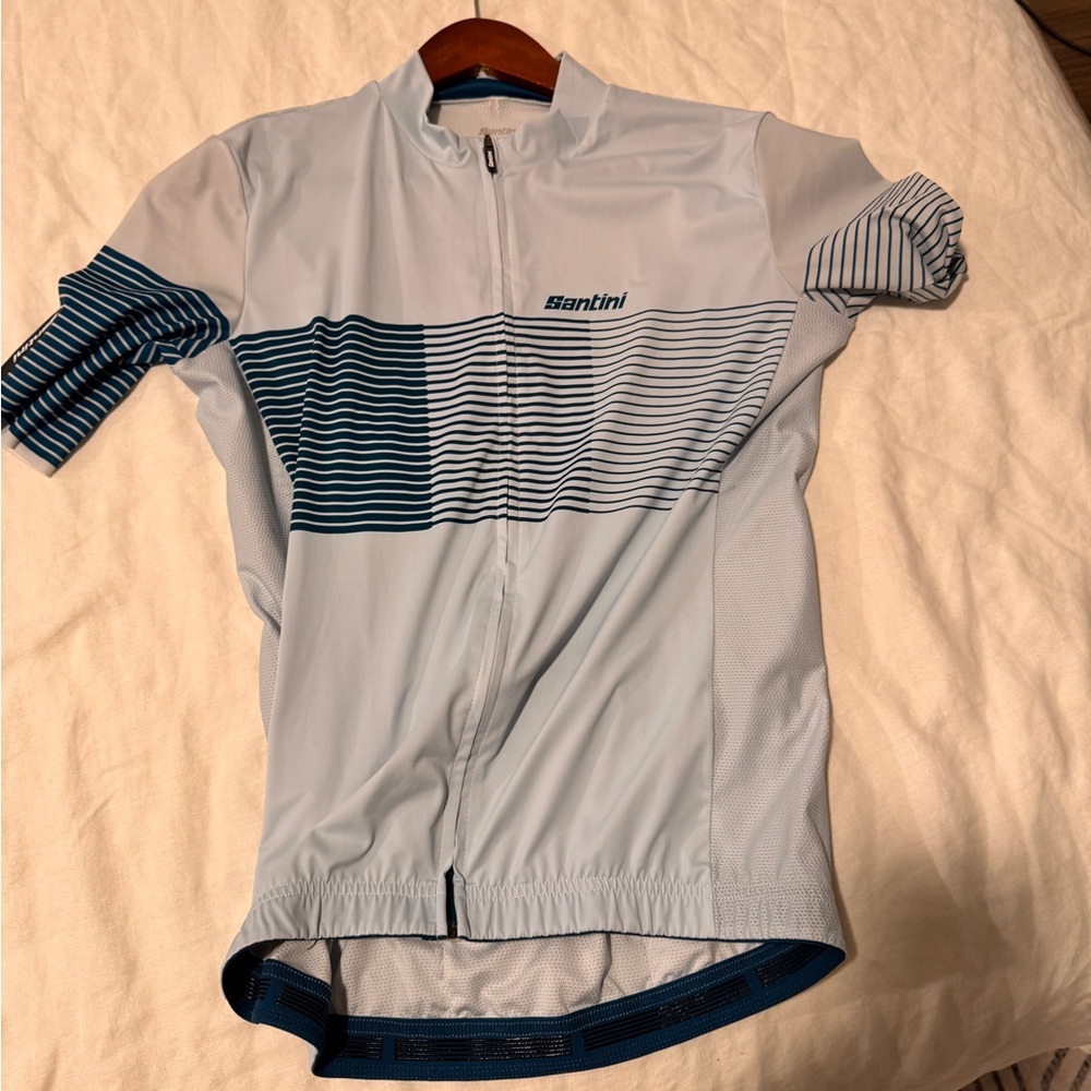 Santini Men's Cycling Jersey - Blue and White